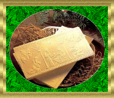 Zielona brokatowa kartka z opłatkami